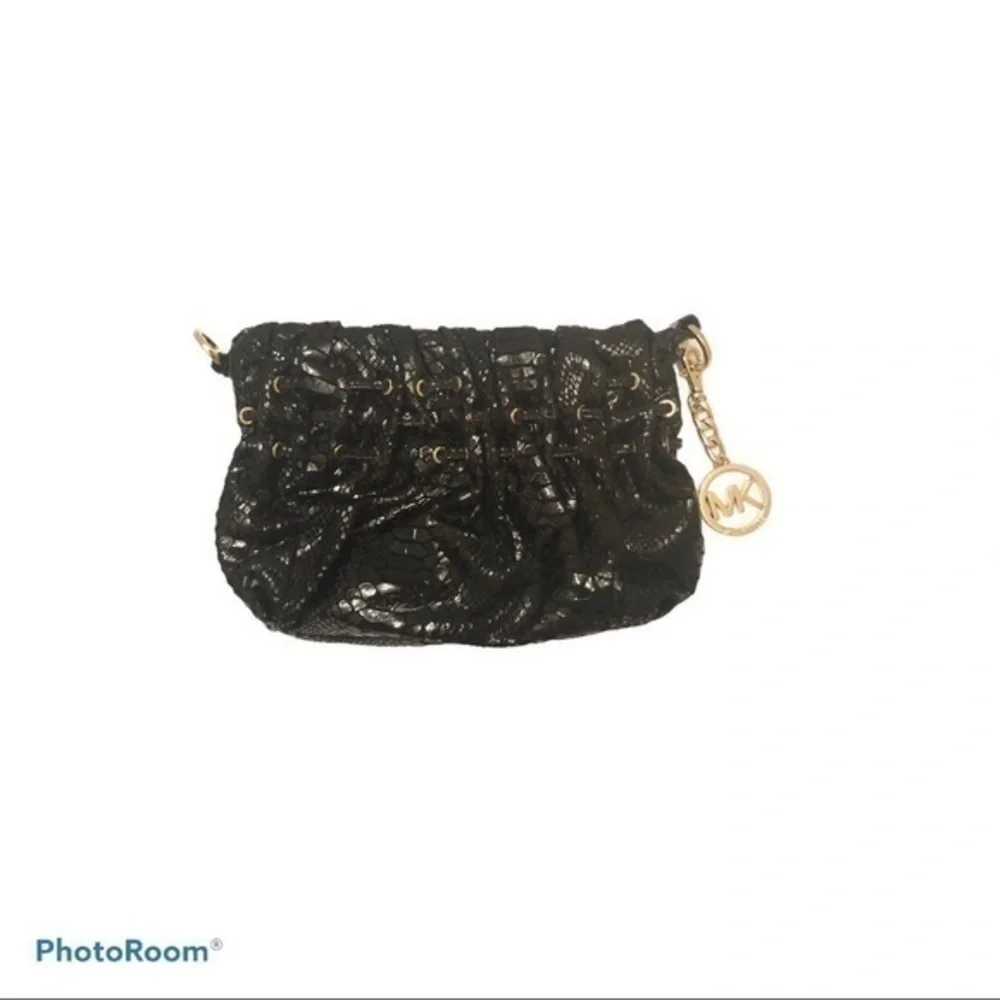Michael kors snakeskin embossed leather clutch bag